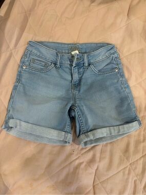 Justice Light Blue Rolled Cuff Denim Shorts